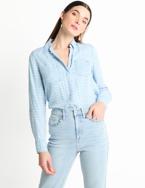 Dkny Mujer CAMISA DE MANGA LARGA CON BOTONES Y OJALES Dkny