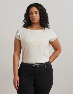 Playera manga corta Lauren Plus cuello ojal para mujer