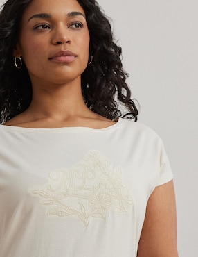 Playera manga corta Lauren Plus cuello ojal para mujer