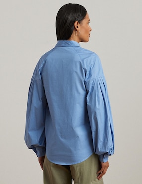 Blusa camisera Lauren Petite manga larga para mujer