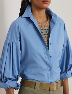 Blusa camisera Lauren Petite manga larga para mujer