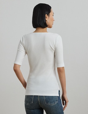 Playera manga al codo Lauren Ralph Lauren cuello redondo para mujer
