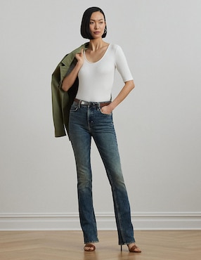 Playera manga al codo Lauren Ralph Lauren cuello redondo para mujer