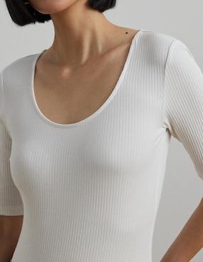 Playera manga al codo Lauren Ralph Lauren cuello redondo para mujer
