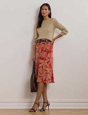 Falda midi Lauren Ralph Lauren cintura alta