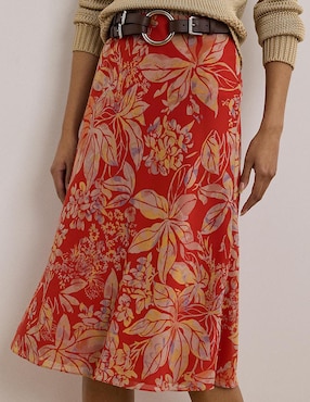 Falda midi Lauren Ralph Lauren cintura alta