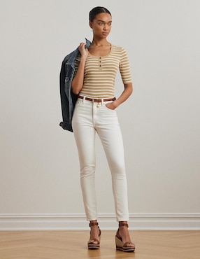 Playera manga al codo Lauren Ralph Lauren cuello redondo para mujer