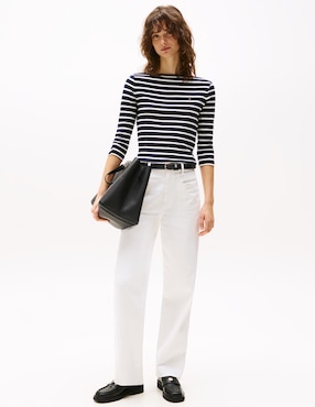 Playera manga 3/4 Tommy Hilfiger cuello ojal para mujer