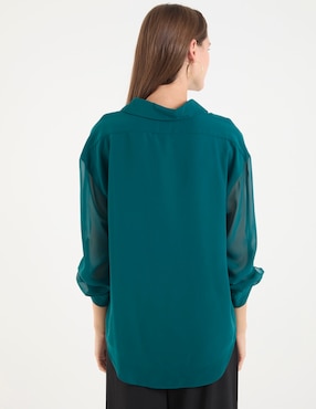 Blusa camisera Calvin Klein manga larga para mujer