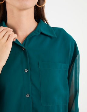 Blusa camisera Calvin Klein manga larga para mujer