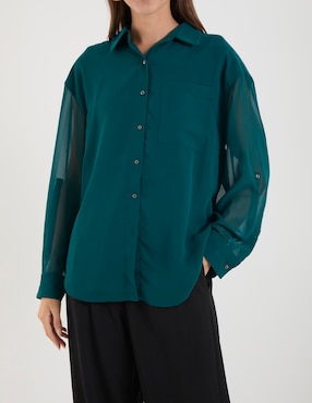 Blusa camisera Calvin Klein manga larga para mujer