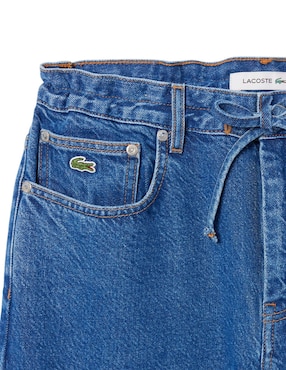 Jeans Straight Lacoste corte cintura para mujer