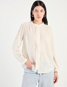 Blusa camisera Maison 123 manga larga para mujer