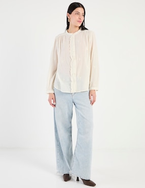 Blusa camisera Maison 123 manga larga para mujer