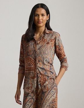 Blusa camisera Lauren Ralph Lauren manga larga para mujer