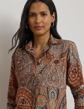 Blusa camisera Lauren Ralph Lauren manga larga para mujer