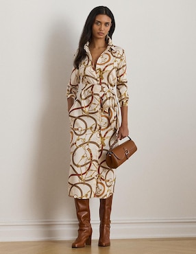 Vestido midi casual Lauren Petite para mujer