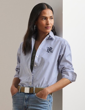 Blusa camisera Lauren Ralph Lauren manga larga para mujer