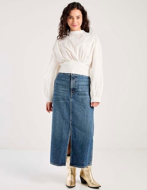 Falda crop Calvin Klein Jeans de mezclilla cintura alta