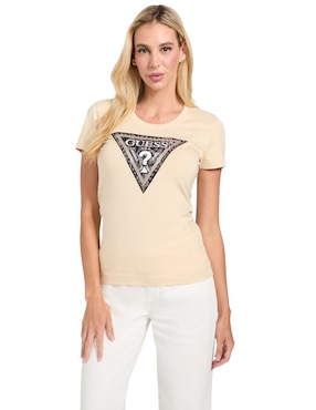 Playera manga corta Guess cuello redondo para mujer