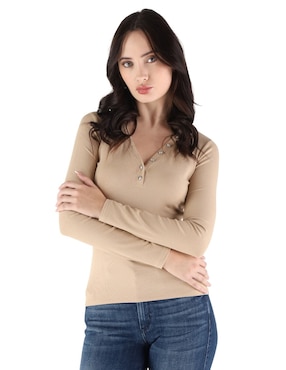 Playera manga corta Guess FA2025 cuello redondo para mujer