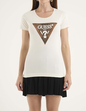 Playera manga corta Guess cuello redondo para mujer