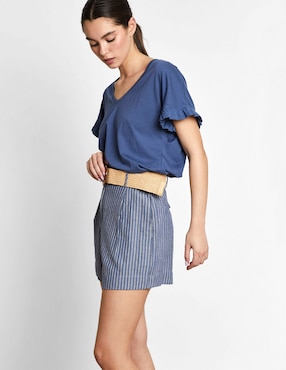 Playera manga corta Trucco cuello v para mujer