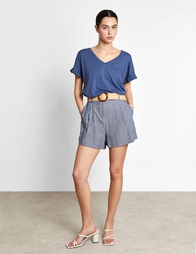 Playera manga corta Trucco cuello v para mujer