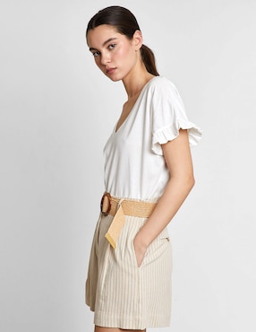 Playera manga corta Trucco cuello v para mujer