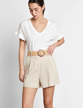 Playera manga corta Trucco cuello v para mujer