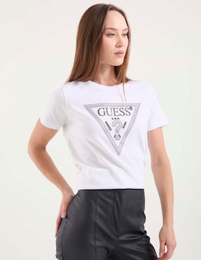 Playera manga corta Guess cuello redondo para mujer
