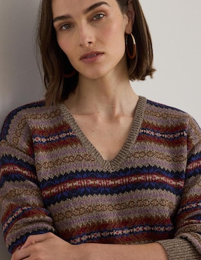 Suéter Lauren Ralph Lauren cuello v para mujer