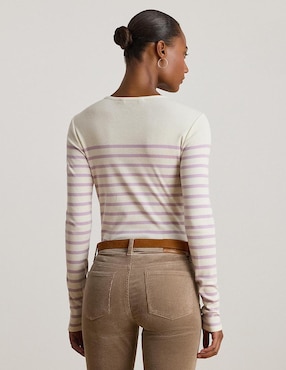 Playera manga larga Lauren Ralph Lauren cuello redondo para mujer