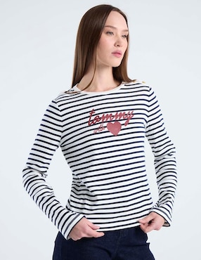 Playera manga larga Tommy Hilfiger cuello redondo para mujer