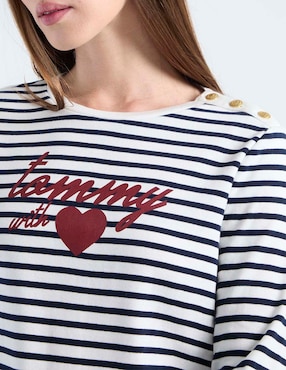 Playera manga larga Tommy Hilfiger cuello redondo para mujer