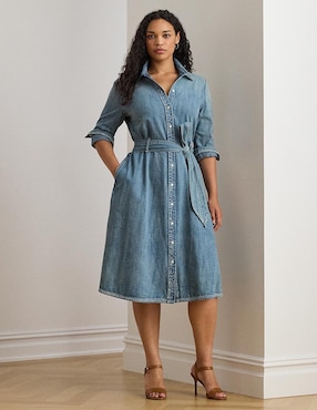 Vestido a la rodilla casual Lauren Plus para mujer