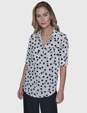 Blusa camisera Karl Lagerfeld Paris manga larga para mujer