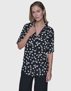 Blusa camisera Karl Lagerfeld Paris manga larga para mujer