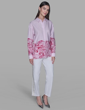 Blusa camisera Karl Lagerfeld Paris manga larga para mujer