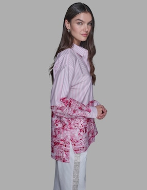 Blusa camisera Karl Lagerfeld Paris manga larga para mujer