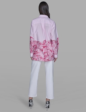 Blusa camisera Karl Lagerfeld Paris manga larga para mujer