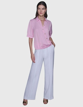Blusa camisera Karl Lagerfeld Paris manga corta para mujer