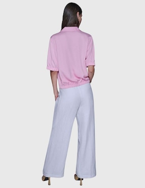 Blusa camisera Karl Lagerfeld Paris manga corta para mujer