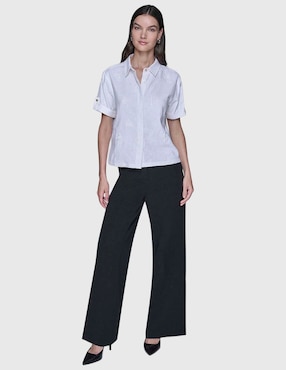 Blusa camisera Karl Lagerfeld Paris manga corta para mujer