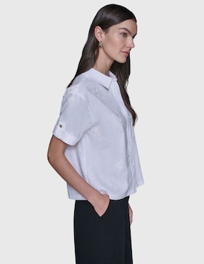 Blusa camisera Karl Lagerfeld Paris manga corta para mujer