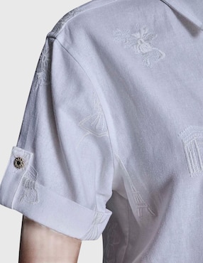 Blusa camisera Karl Lagerfeld Paris manga corta para mujer