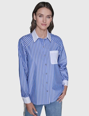 Blusa camisera Karl Lagerfeld Paris manga larga para mujer