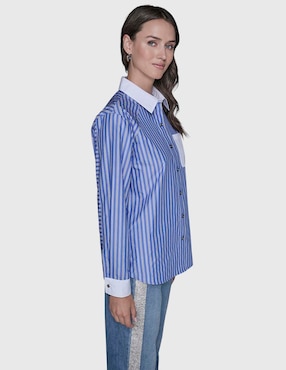 Blusa camisera Karl Lagerfeld Paris manga larga para mujer