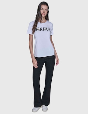 Playera manga corta Karl Lagerfeld Paris cuello redondo para mujer