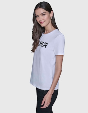 Playera manga corta Karl Lagerfeld Paris cuello redondo para mujer